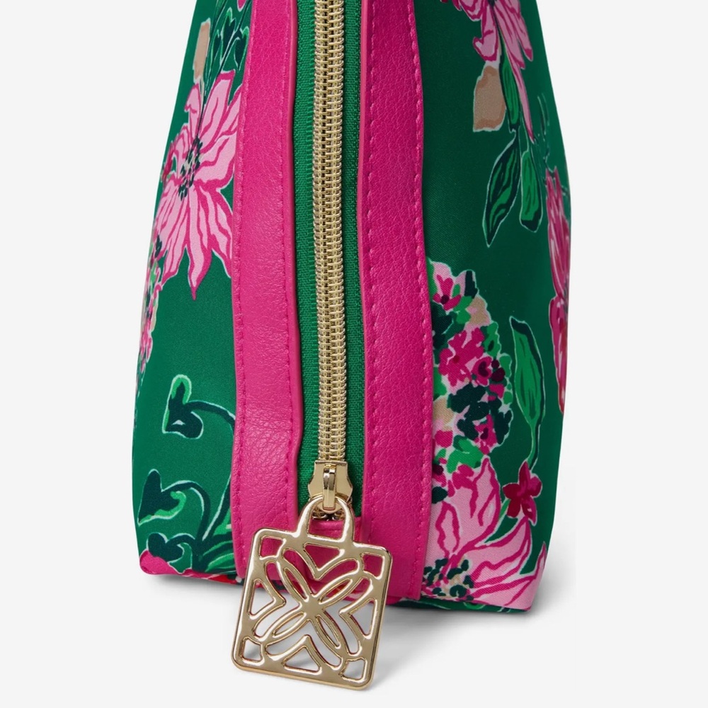 Lilly Pulitzer Pink and Green Floral Larsen Pouch NWT